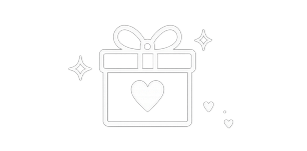 A stylized gift box with sparkles for Hello Bestie limited product releases.